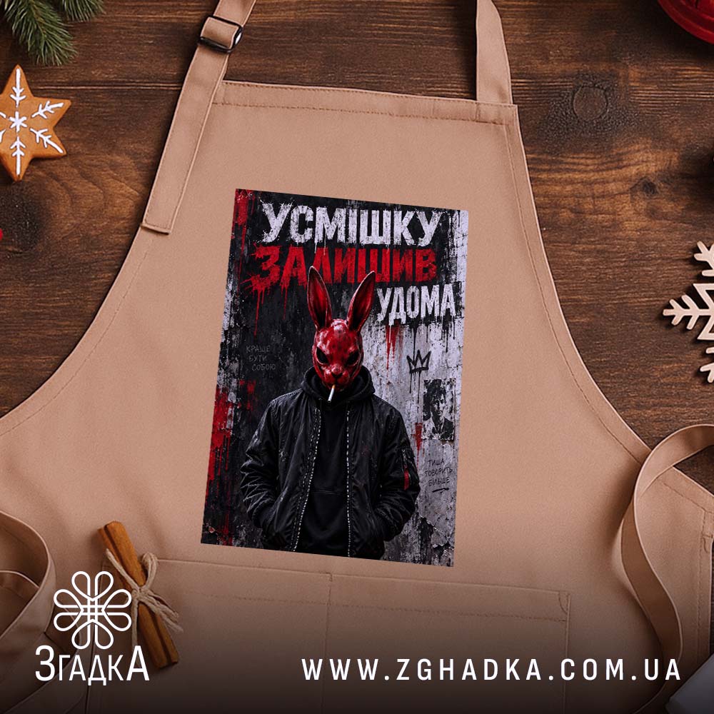 Фартух з написом «Усмішку залишив удома» — фото 2.