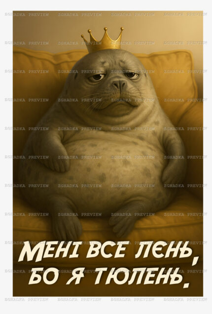 Принт «Мені все лєнь, бо я тюлень» — прев’ю дизайну