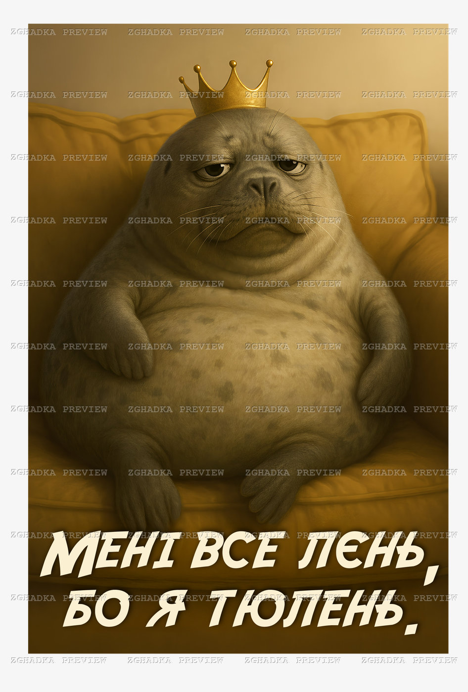 Принт «Мені все лєнь, бо я тюлень» — прев’ю дизайну